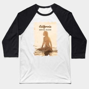 California ✪ Surfers Heaven ✪ Vintage Retro art style poster ✔ Baseball T-Shirt